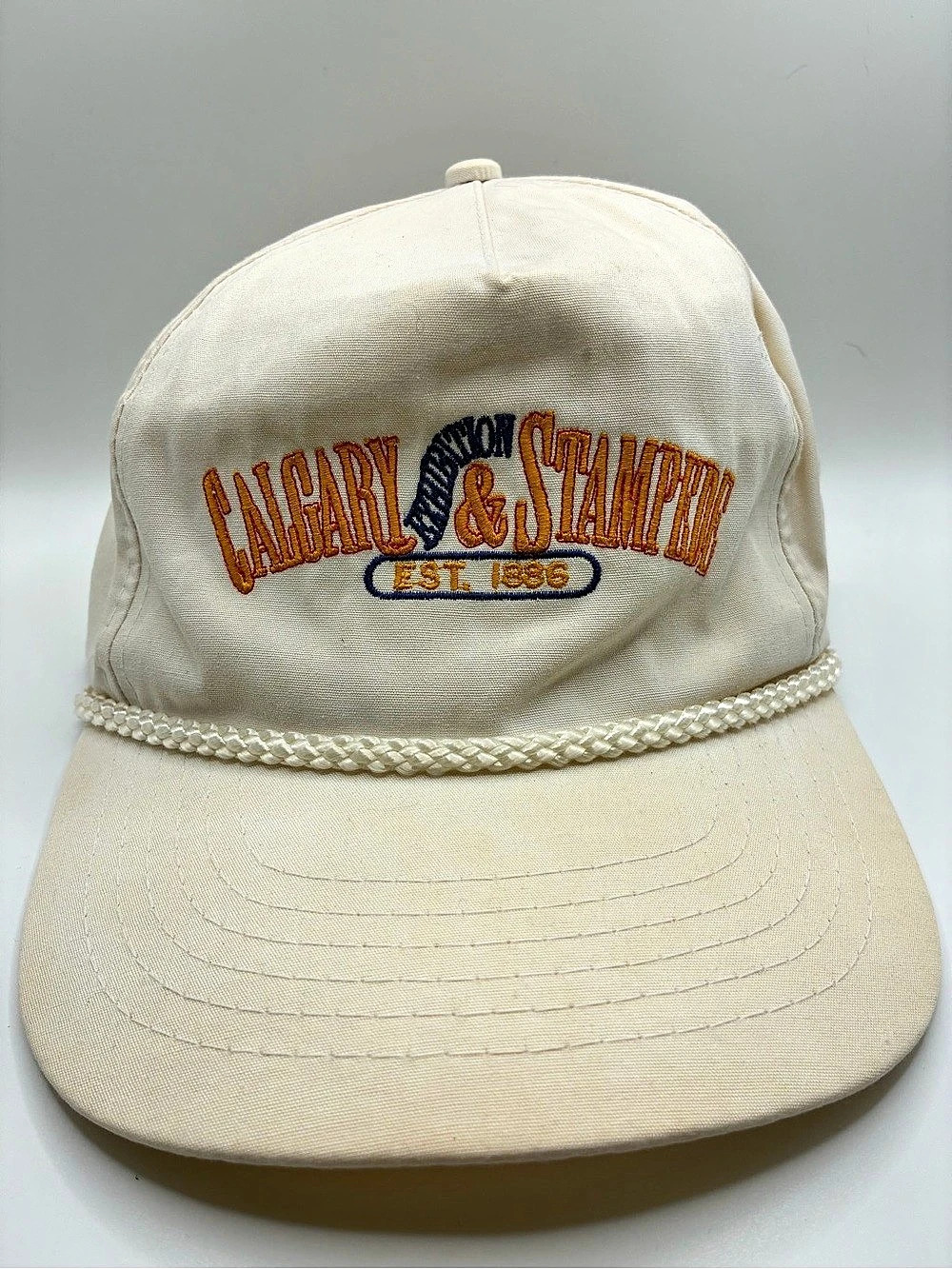 Headline Headwear Embroidered Rope Trim Hat in Cream